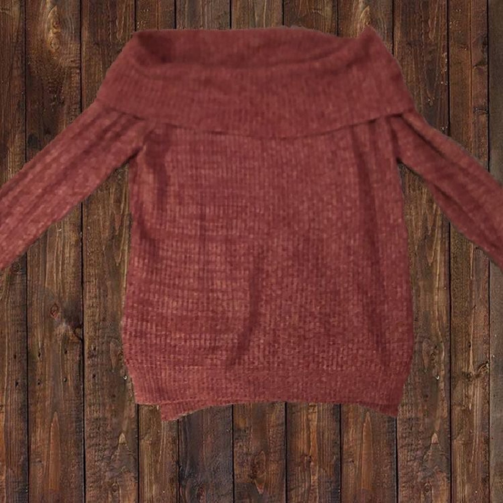 Say What Off the Shoulder Maroon Sweater